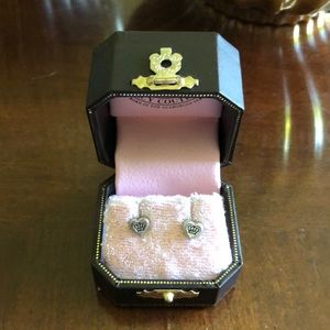 Juicy Couture silver stud heart crown earrings